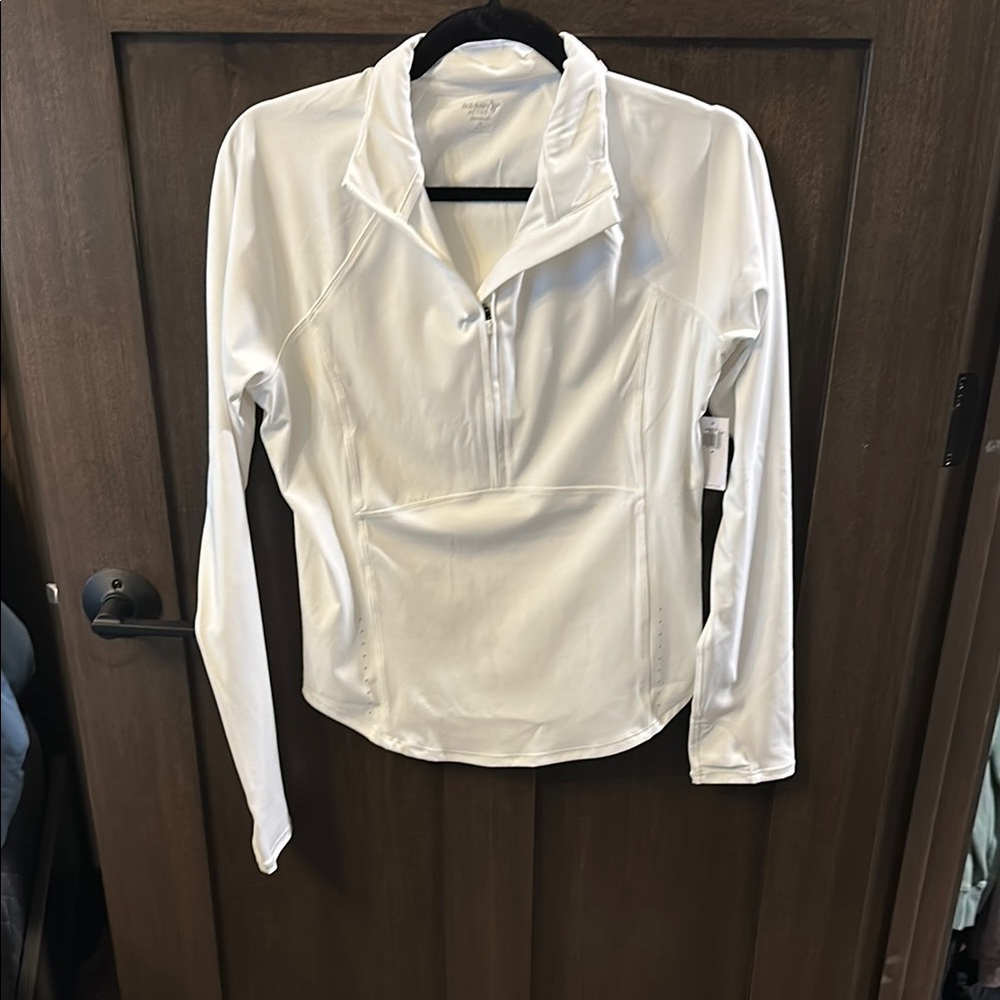 Old Navy White Fitted Zippered Polo Sweatshirt